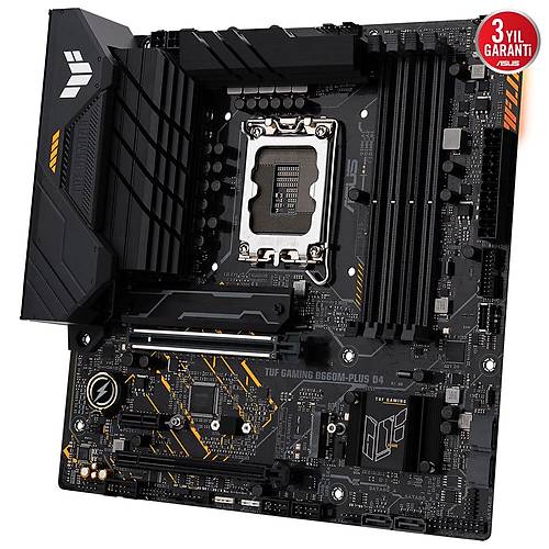 Asus Tuf Gaming B660M-Plus D4 ntel B660 Lga1700 Ddr4 5333 Dp Hdmi ift M2 Usb3.2 Aura Rgb 2.5Gbit Lan Matx 128GbA Kadar Ram Destei Asus 5X Tuf Protection ii