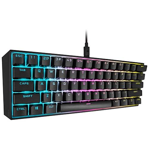 CORSAIR K65 CH-9194010-NA RGB MINI 60 Mechanical Gaming Keyboard Backlit RGB LED CHERRY MX Red Black Black PBT Keycaps)