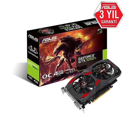 ASUS GEFORCE CERBERUS-GTX1050TI-O4G 4GB GDDR5 128bit 1480Mhz OC 1xDVI 1xHDMI 1xDP EKRAN KARTI