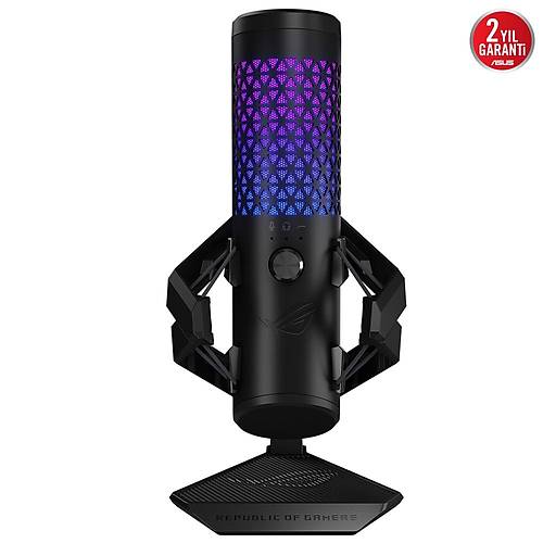 ASUS ROG CARNYX PROFESYONEL KARDOD KONDENSER OYUN MKROFONU STDYO KALTESNDE 25 MM KONDENSER KAPSL 192 kHz / 24-bit RNEKLEME HIZI YKSEK GE FLTRES DAHL POP FLTRES AURA SYNC RGB PROFESYONEL YAYINCI MKROFONU