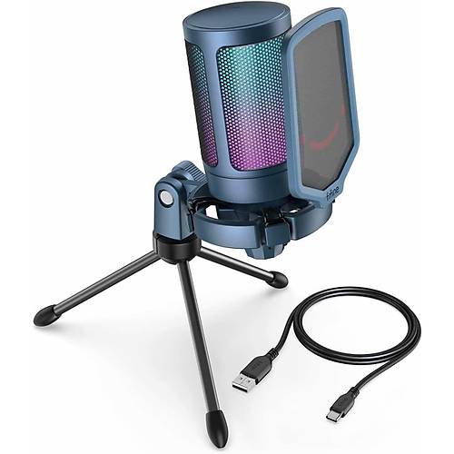Fifine Ampligame A6V Yaync - Oyuncu - Podcast - Youtuber RGB USB Mikrofon