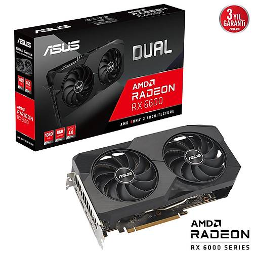 Asus Dual Radeon RX 6600 8GB GDDR6 V2 128Bit DX12 Amd Ekran Kart (DUAL-RX6600-8G-V2)