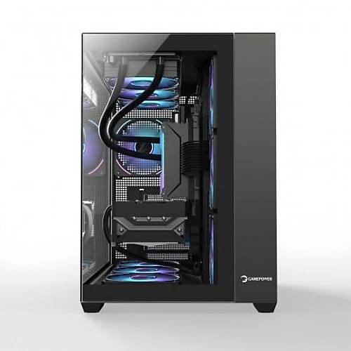 GamePower Warcry Prism 1x12Cm Siyah Fan Cam ATX Gaming Kasa
