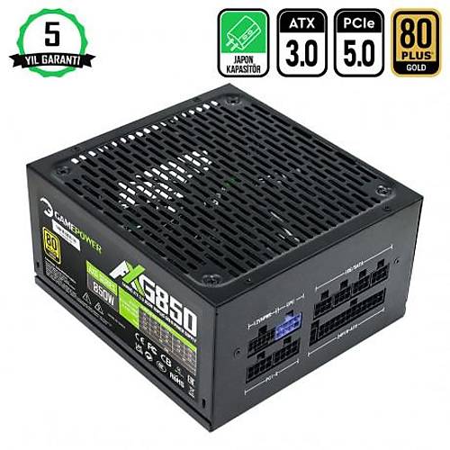 Gamepower AXG-850 850W 80+ Gold ATX 3.0 PCI 5.0 Full Modler G Kayna 5 Yl Garanti