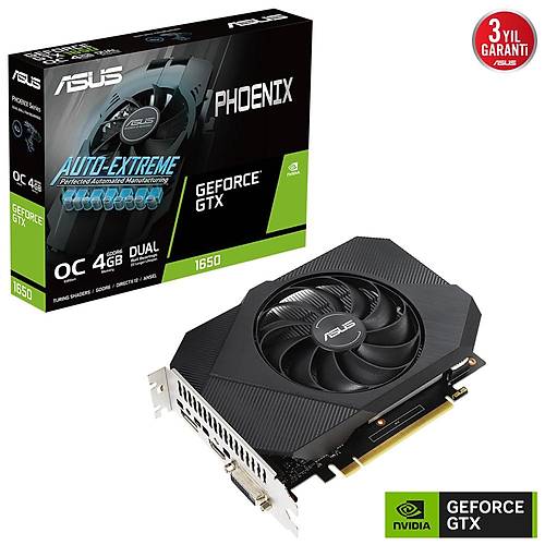 ASUS GEFORCE PH-GTX1650-O4GD6-P-V2 4GB GDDR6 128bit 1620Mhz 1xDVI 1xHDMI 1xDP EKRAN KARTI