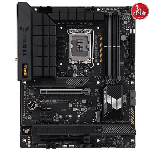 ASUS TUF GAMING H770-PRO WIFI Intel H770 LGA1700 DDR5 7200 DP HDMI 4x M2 USB3.2 AX WiFi + BT AURA RGB 2.5Gbit LAN ATX 128GBa kadar ram destei ASUS 5X TUF PROTECTION III