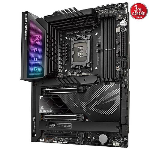 ASUS ROG MAXIMUS Z790 HERO BTF INTEL Z790 LGA1700 DDR5 8000 2xUSB4Thunderbolt HDMI 5x M2 USB3.2 WiFi 7 + BT AURA RGB 2.5Gbit LAN ATX Anakart Arkasna Konumlandrlan Kablo Balantlar Asus A21 Kasalarla Uyumlu