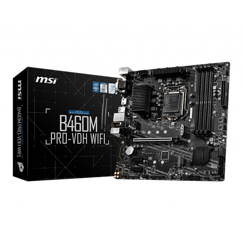 MSI B460M PRO-VDH DDR4 2933MHz VGA DVI HDMI USB 3.1 Wi-Fi mATX 1200p