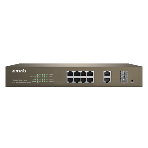 TENDA TEF1210P 8 PORT 10/100 8PORT PoE SWITCH 2GBIT 2SFP 150W