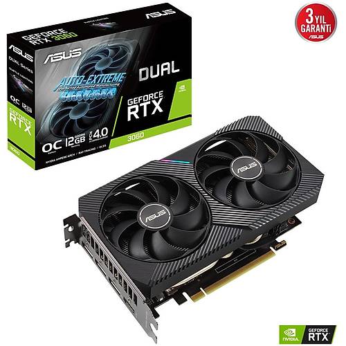 Asus GeForce RTX 3060 Dual OC Edition 12GB GDDR6 192 Bit Nvidia Gaming Ekran Kart (DUAL-RTX3060-O12G-V2)