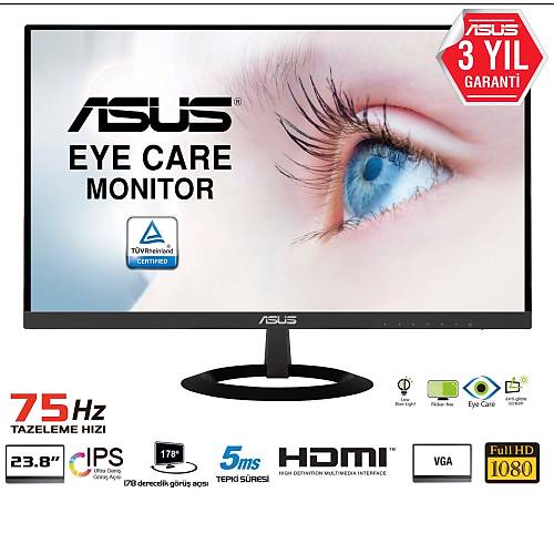 23.8 ASUS VZ249HE FHD IPS 5MS HDMI/VGA Eye Care