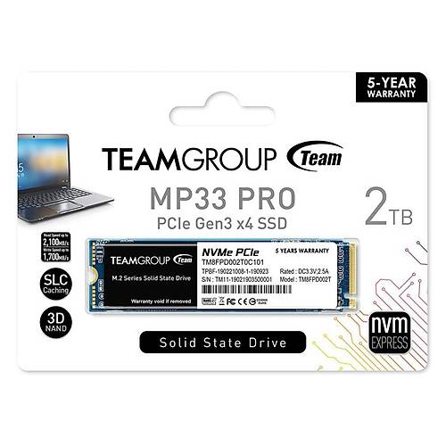2TB TEAM PRO MP33 2100/1700MB/s NVMe PCIe M.2 SSD