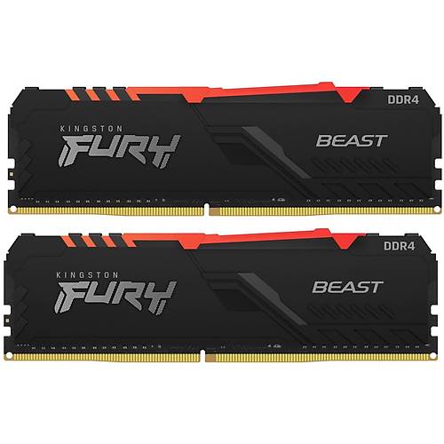 Kingston 16GB (2x8) Fury Beast RGB 3600mhz CL17 DDR4 Gaming Siyah Ram Bellek (KF436C17BBAK2/16)
