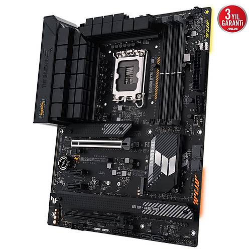 ASUS TUF GAMING H770-PRO WIFI Intel H770 LGA1700 DDR5 7200 DP HDMI 4x M2 USB3.2 AX WiFi + BT AURA RGB 2.5Gbit LAN ATX 128GBa kadar ram destei ASUS 5X TUF PROTECTION III