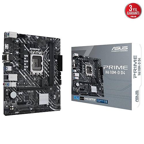 Asus Prime H610M-D DDR4 3200(OC) m.2 mATX Anakart 1700p