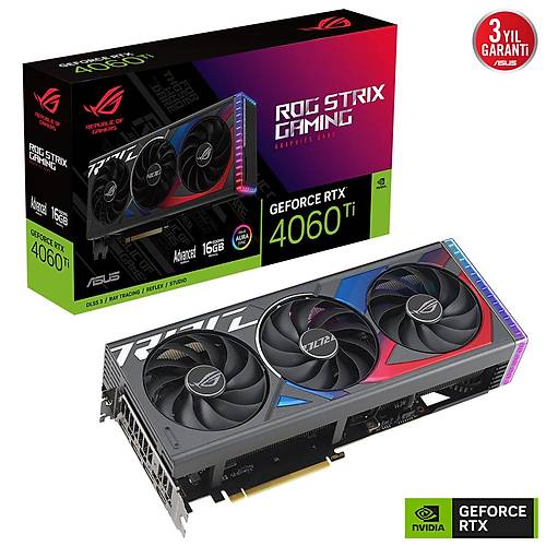 Asus Rog Strix RTX 4060 Ti 16GB Advanced Edition 128Bit GDDR6 Nvidia Ekran Kart ROG-STRIX-RTX4060TI-A16G-GAMING