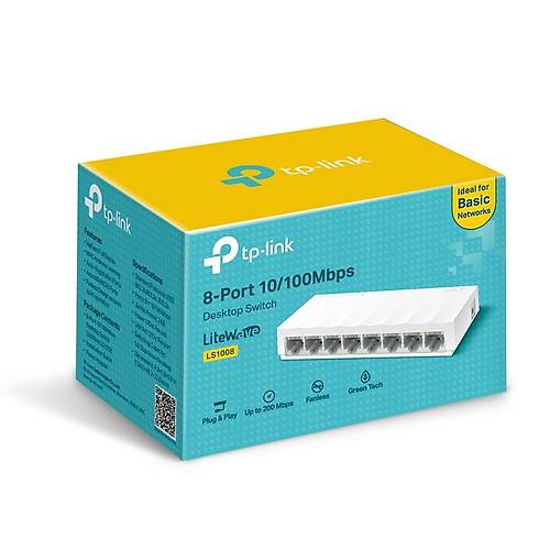 TP-LINK LS1008 8 PORT 10/100 SWITCH PLASTK KASA