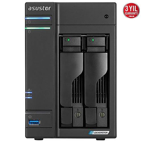ASUSTOR AS6602T INTEL J4125 2 YUVALI (2X22TB DESTE) 4GB DDR4(8GB RAM DESTE) M.2 X2 2.5GBE X2 USB 3.2 X3