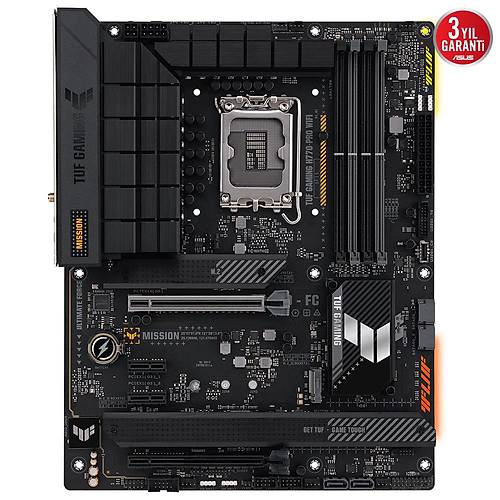 ASUS TUF GAMING H770-PRO WIFI Intel H770 LGA1700 DDR5 7200 DP HDMI 4x M2 USB3.2 AX WiFi + BT AURA RGB 2.5Gbit LAN ATX 128GBa kadar ram destei ASUS 5X TUF PROTECTION III