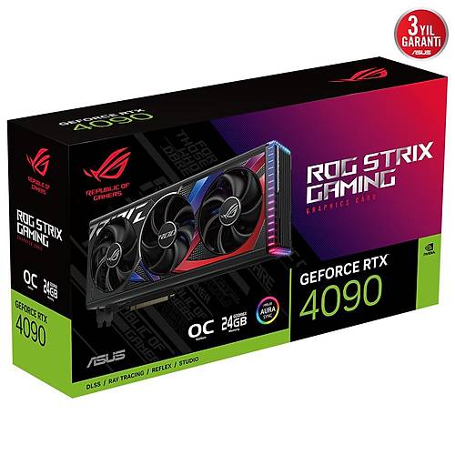 Asus GeForce ROG Strix RTX 4090 OC 24GB GDDR6X 384Bit Nvidia Ekran Kartı (ROG-STRIX-RTX4090-O24G-GAMING)