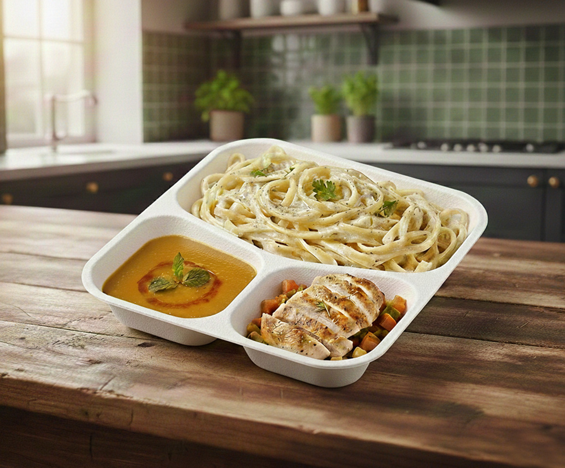 Makpack Üç Bölmeli Kabı 600 Adet 245x185 mm KT-30