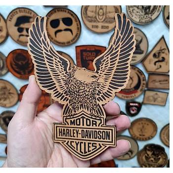 Harley Davidson Kartal Deri PE 18cmx13cm - Arma - Askeri Patch