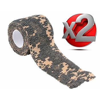 2 Adet Kamuflaj Bant 5cmx4,5Mt Su Geirmez Elastik Bandaj-No:4