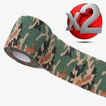 2 Adet Kamuflaj Bant 5cmx4,5Mt Su Geirmez Elastik Bandaj-No:7