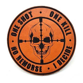 ONE SHOT ONE KILL KESKN NANCI Deri PE - Arma - Askeri Patch