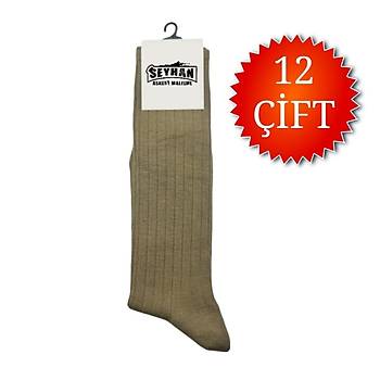Askeri �orap Haki Renk Diki�siz �orap - Taban Havlulu - Orjinal �stihkak �orap (12 �ift)