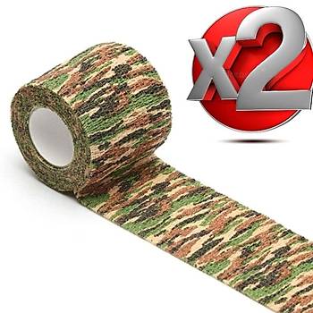 2 Adet Kamuflaj Bant 5cmx4,5Mt Su Geirmez Elastik Bandaj-No:2