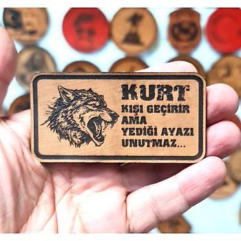 Kurt K Geirir Ama Yedii Ayaz Unutmaz -Dikdrtgen  Deri Pe - Arma - 2 Wolf Leather Patch