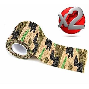 2 Adet Kamuflaj Bant 5cm x4,5Mt Su Geirmez Elastik Bandaj-No:6
