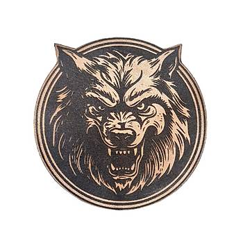 Vahi Kurt -Yuvarlak  Deri Pe - Arma - Wolf Leather Patch