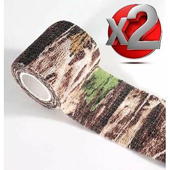2 Adet Kamuflaj Bant 5cmx4,5Mt Su Geirmez Elastik Bandaj-No:8