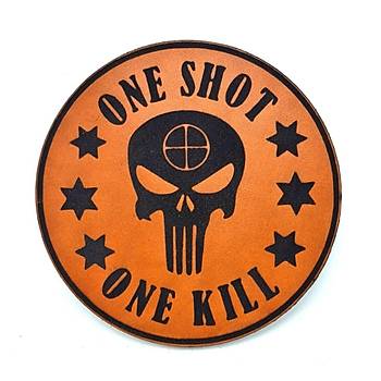 ONE SHOT ONE KILL KESKN NANCI Deri PE - Arma - Askeri Patch