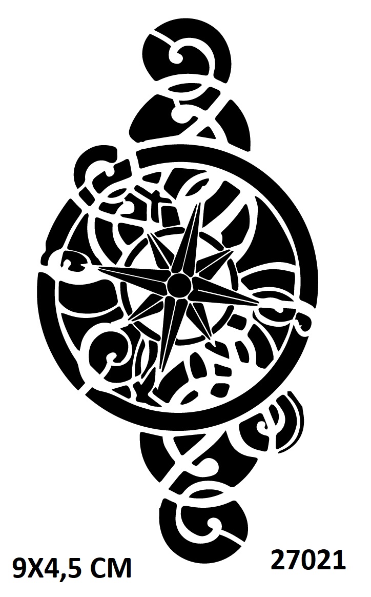 Süslü Mandala Pusula Dövmesi Geçici Dövme Deseni