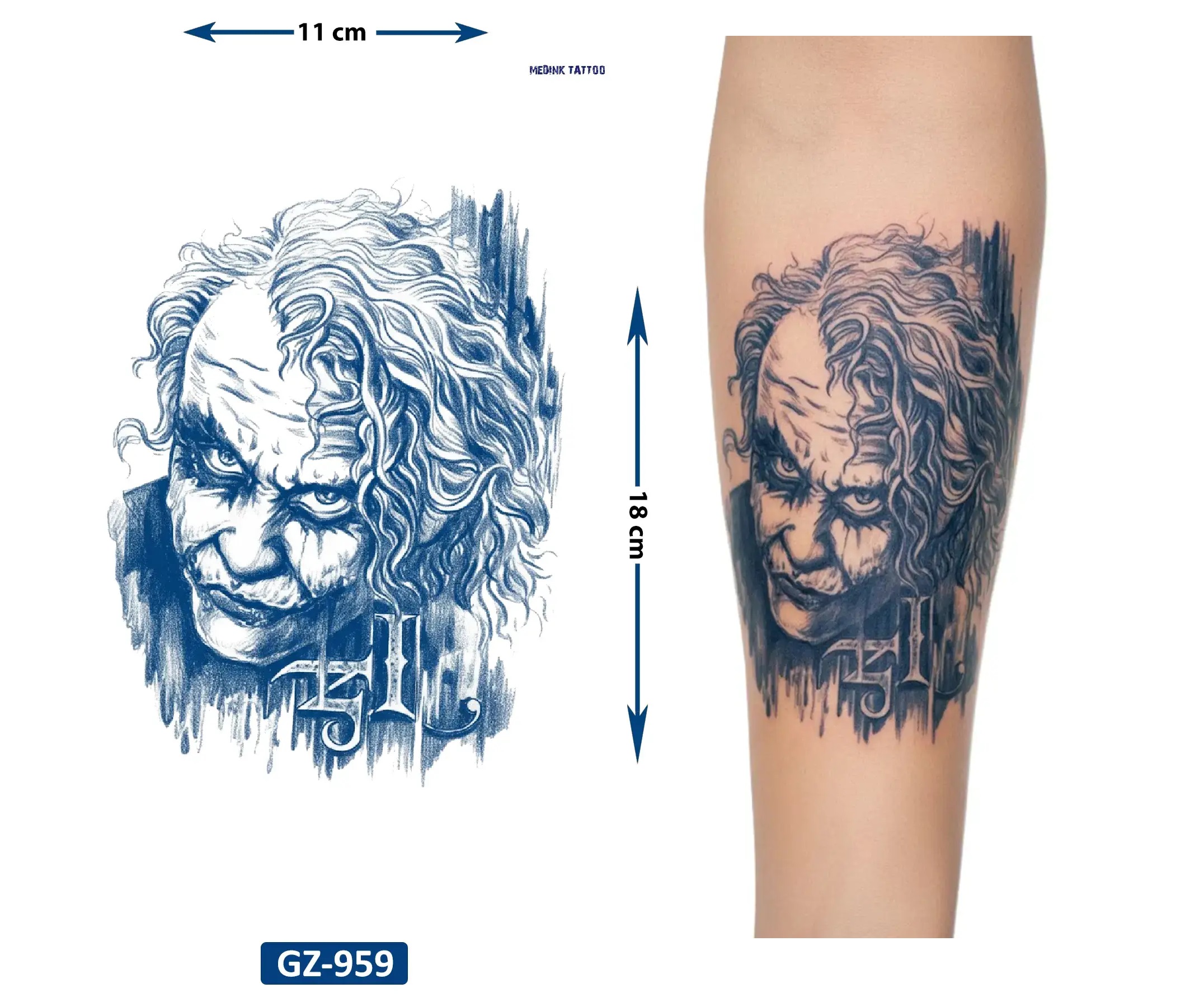 Joker 1 Ay Kalıcı Geçici Dövme Yapıştırma Dövme