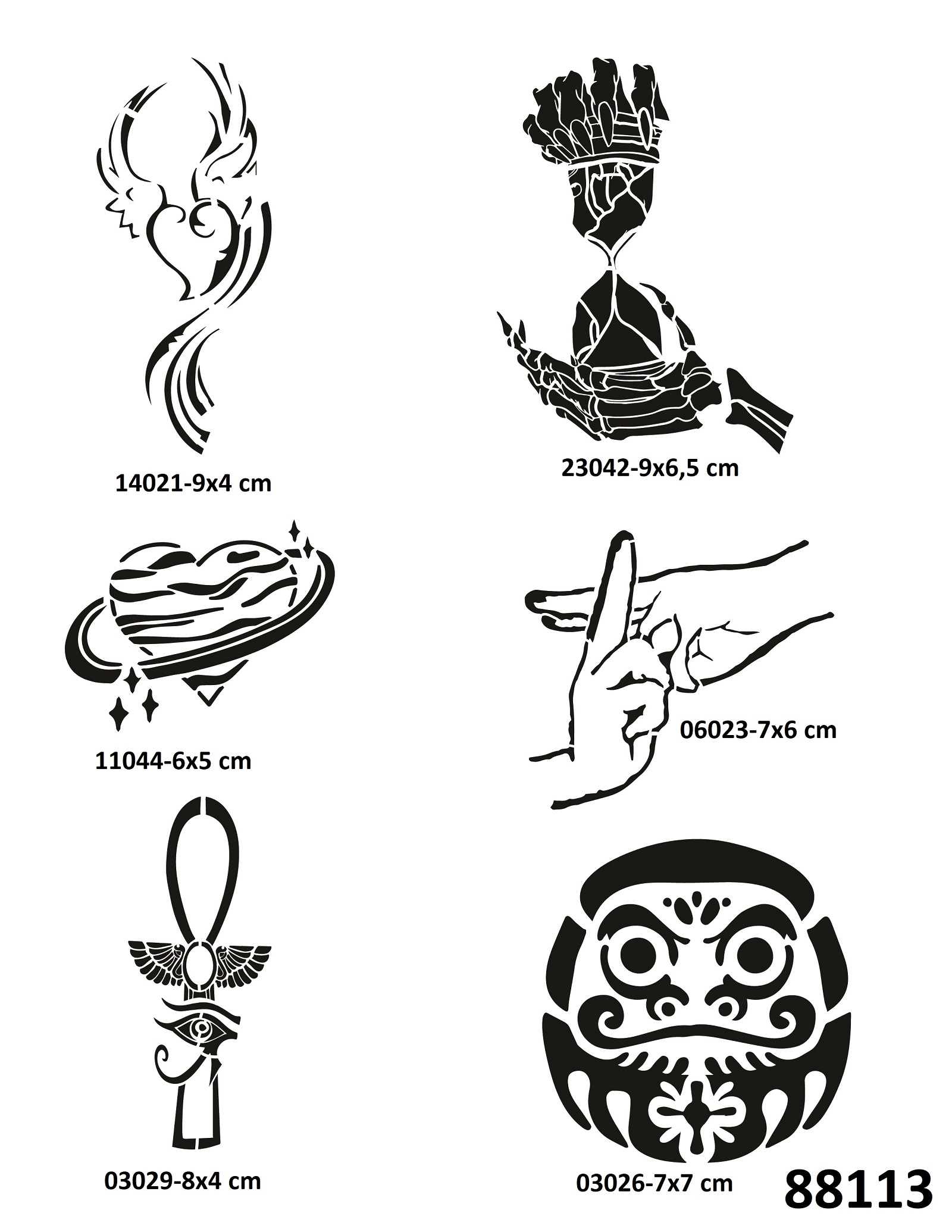 Silah Kartal 6 Adet Geçici Dövme Şablonu Tattoo Stencil Modelleri