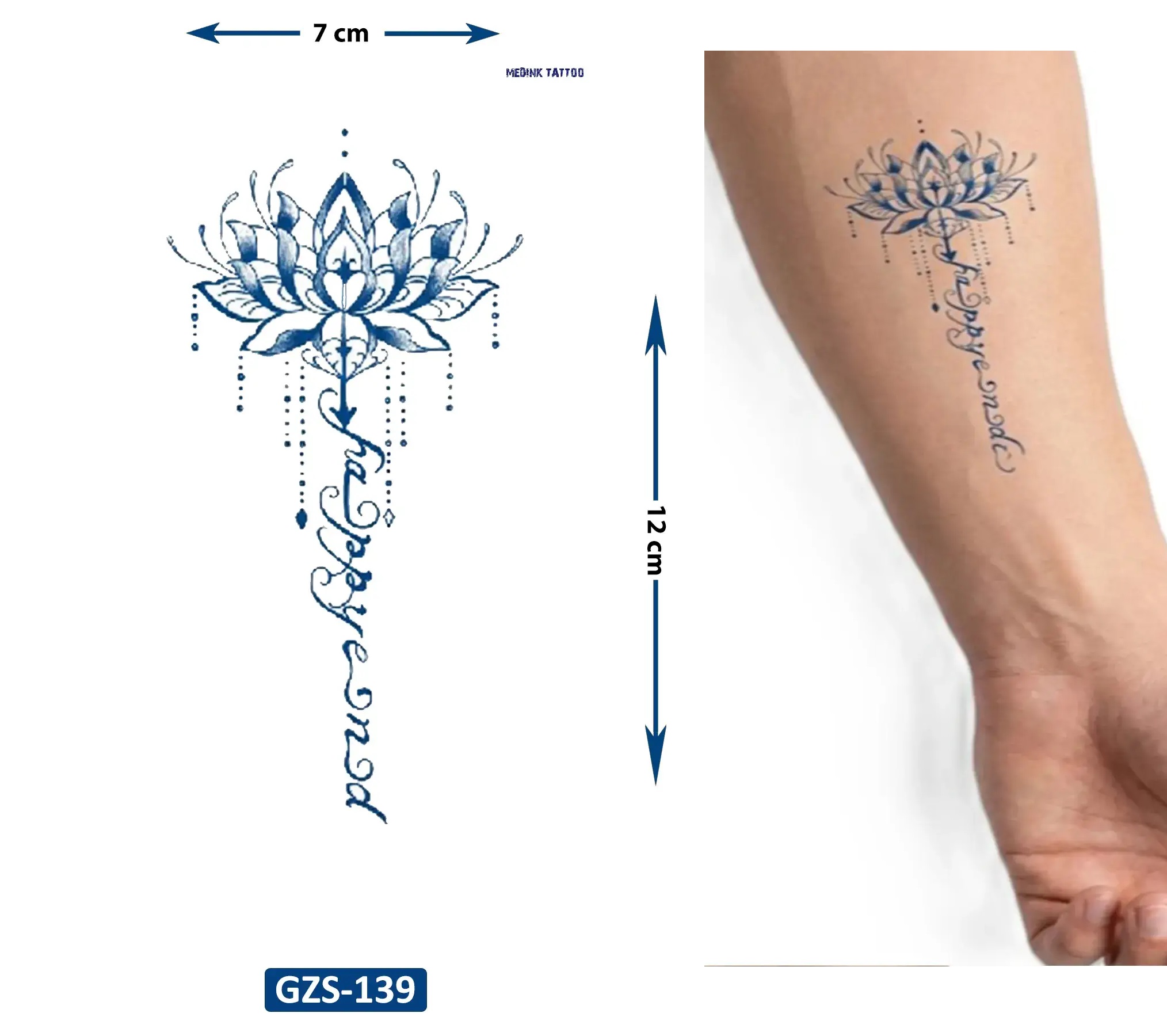 Yazılı Lotus Yarı Kalıcı 1 Aylık Geçici Dövme