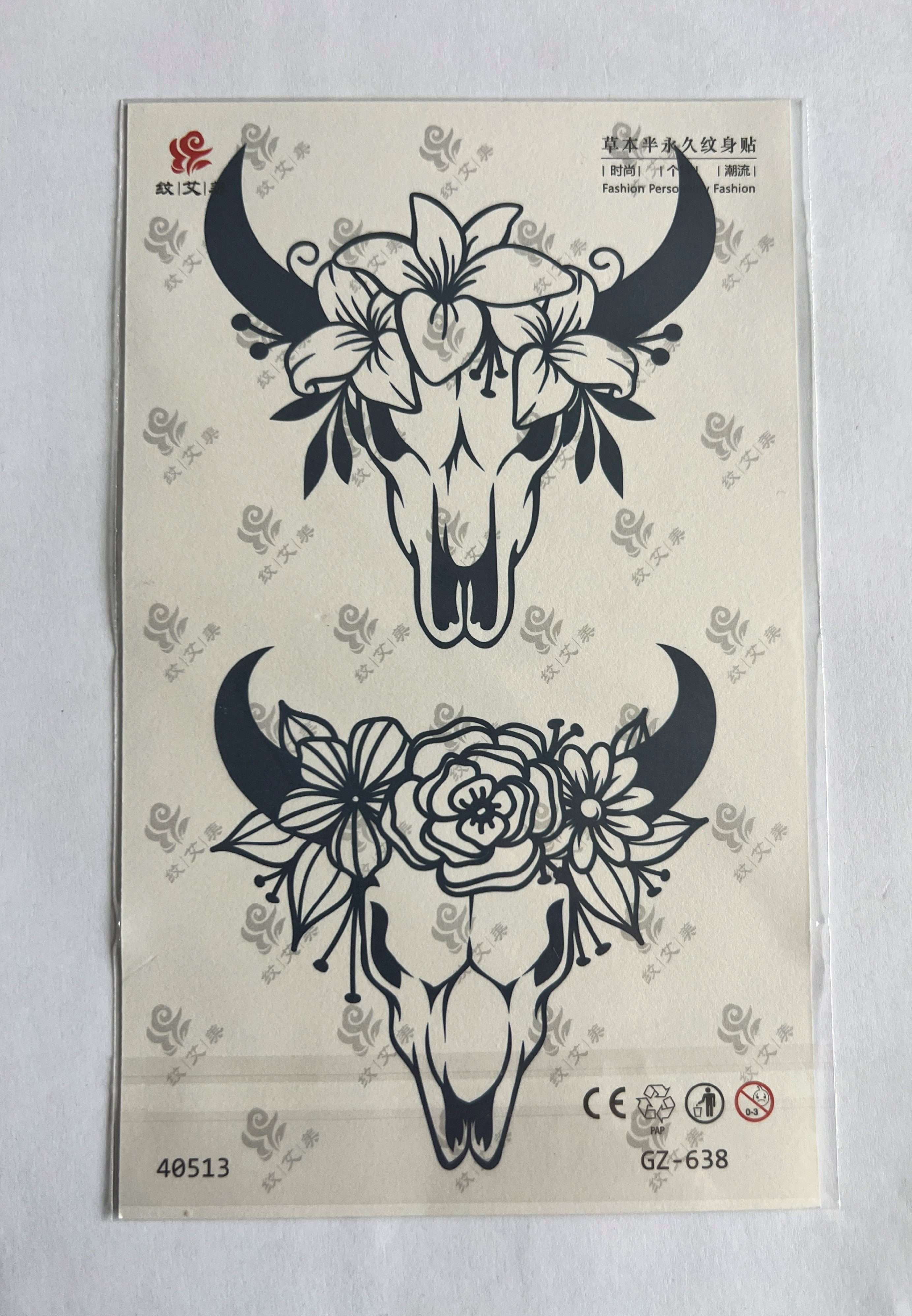 Çiçekli Kafa Yarım Kol Yarı Kalıcı 1 Ay Kalıcı Geçici Dövme 18x11 cm