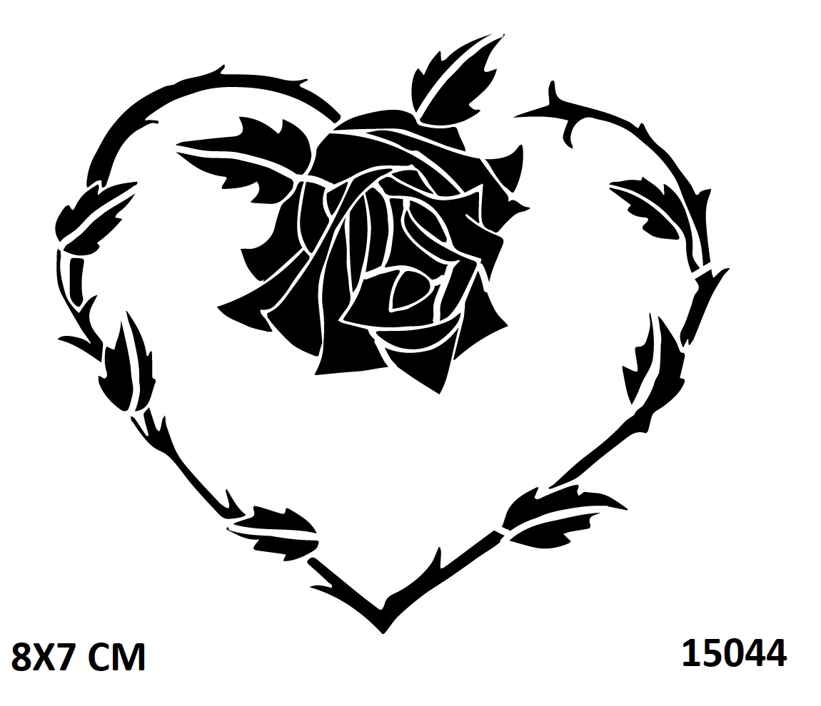 Kalp ve Zarif Gül Dövmesi Geçici Dövme Kalıpları