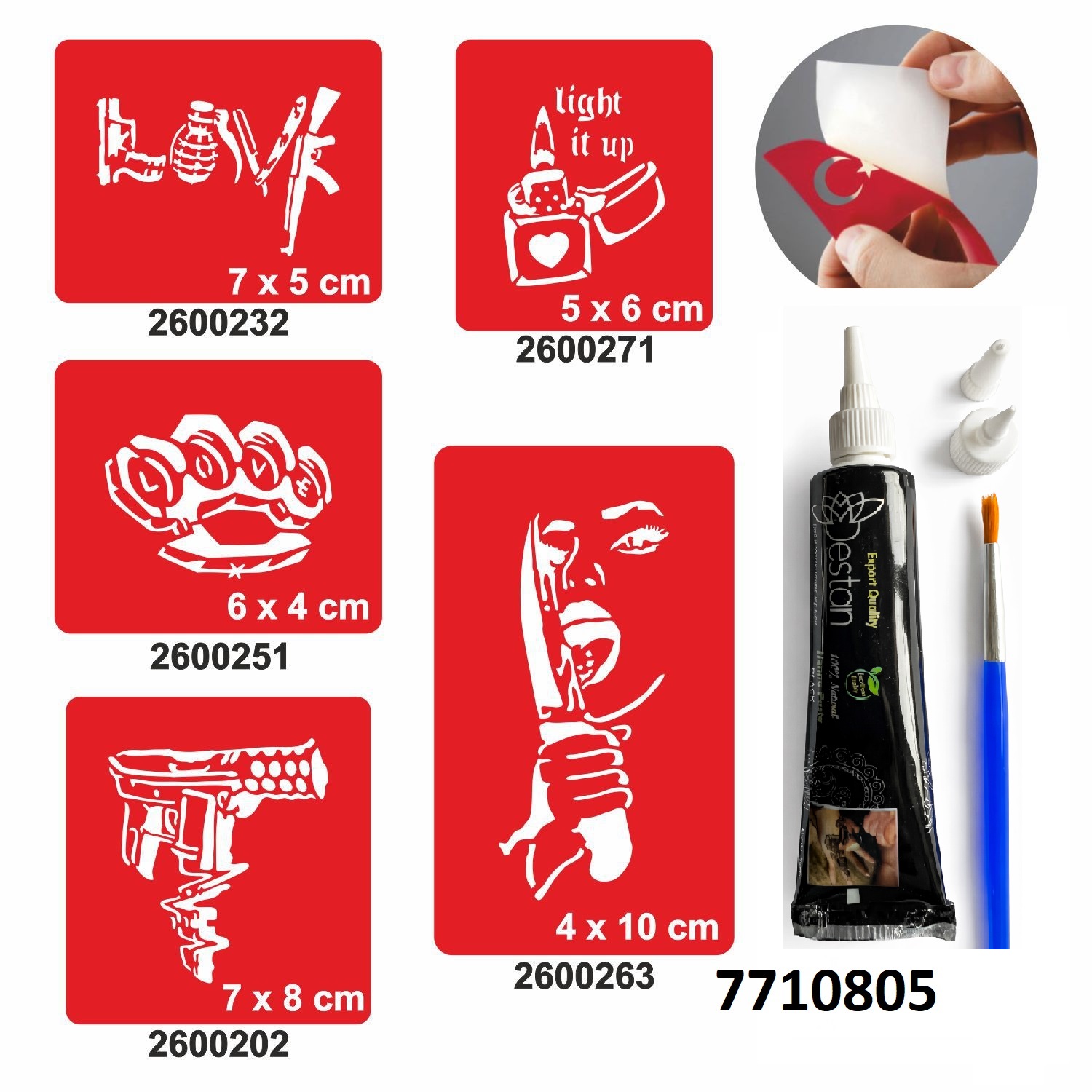 Hayat bir Savaş Desenleri Hint Kınası ile Geçici Dövme Yapma Seti