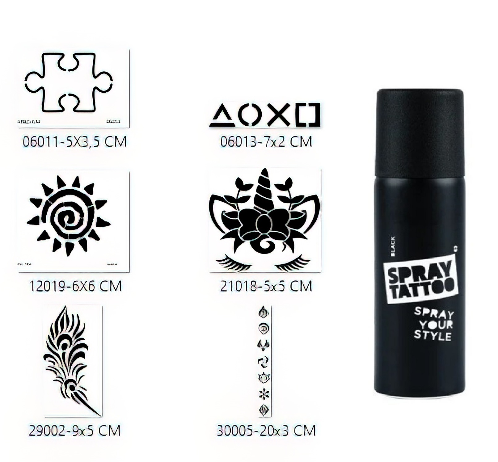 Güneş Ve Yaprak Sprey Dövme Seti Spray Tatto