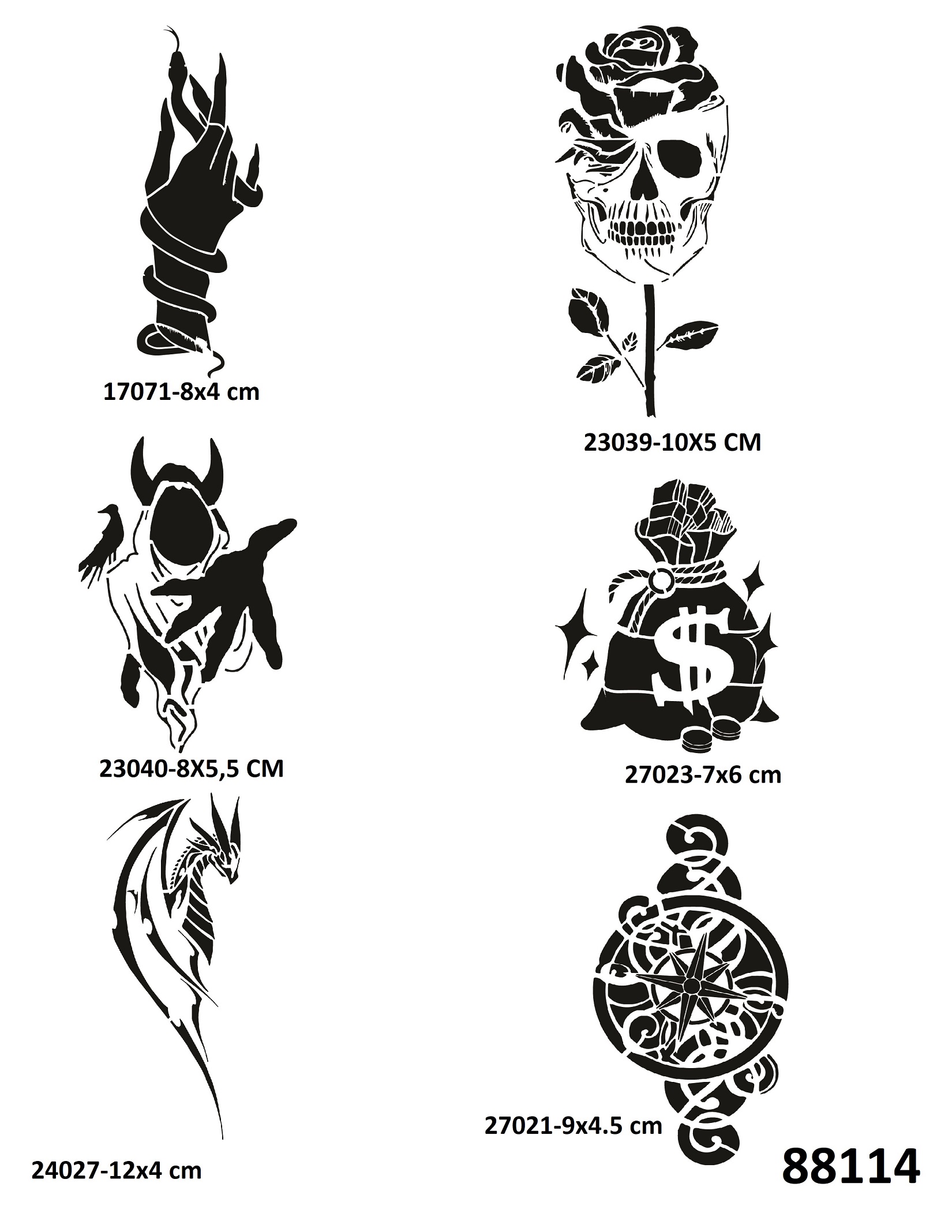 Dolar Yılan 6 Adet Geçici Dövme Şablonu Tattoo Stencil Modelleri