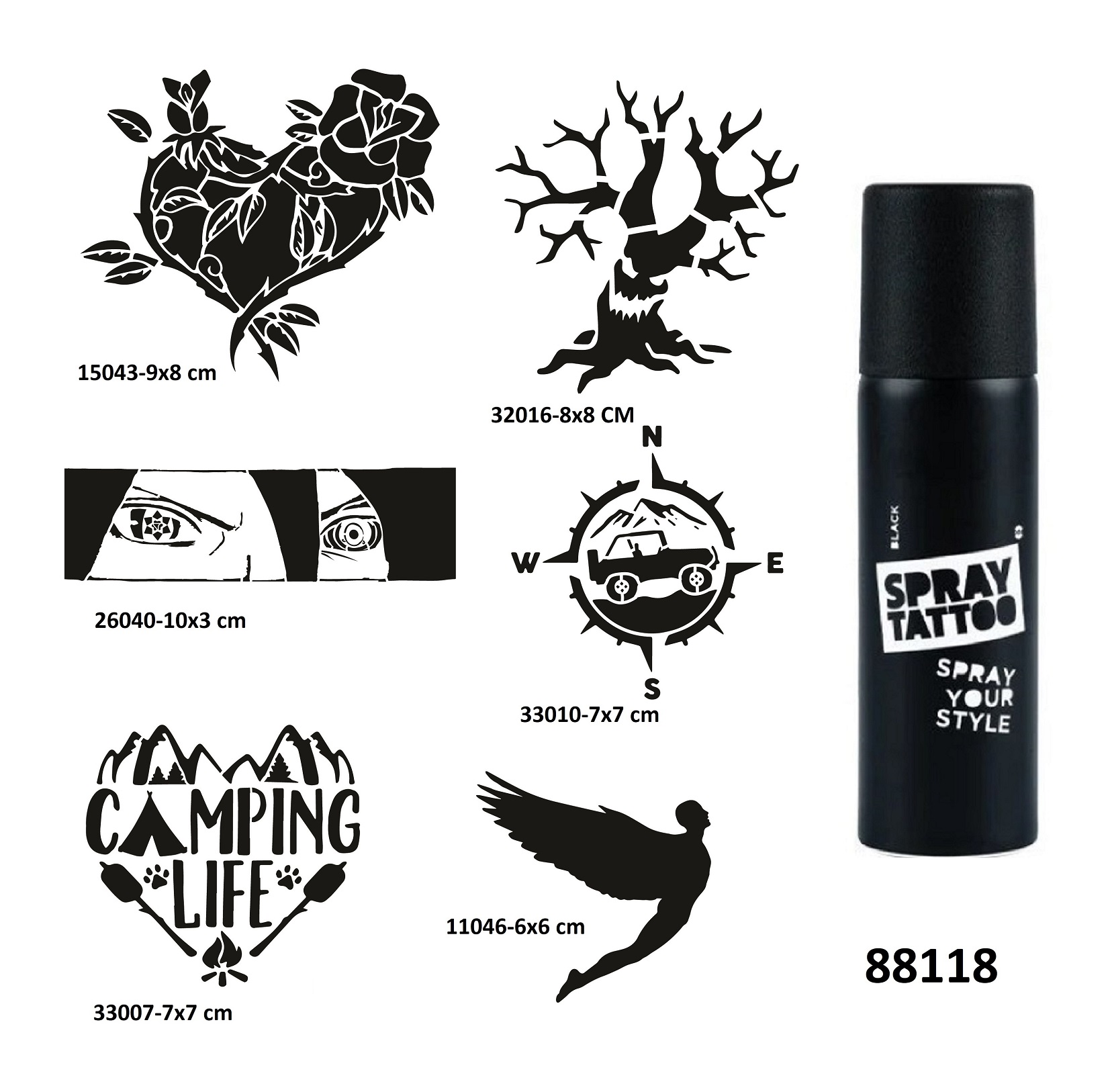 Kampçı Modeller Spray Tattoo Geçici Dövme Seti Dark Sprey Dövme Kiti