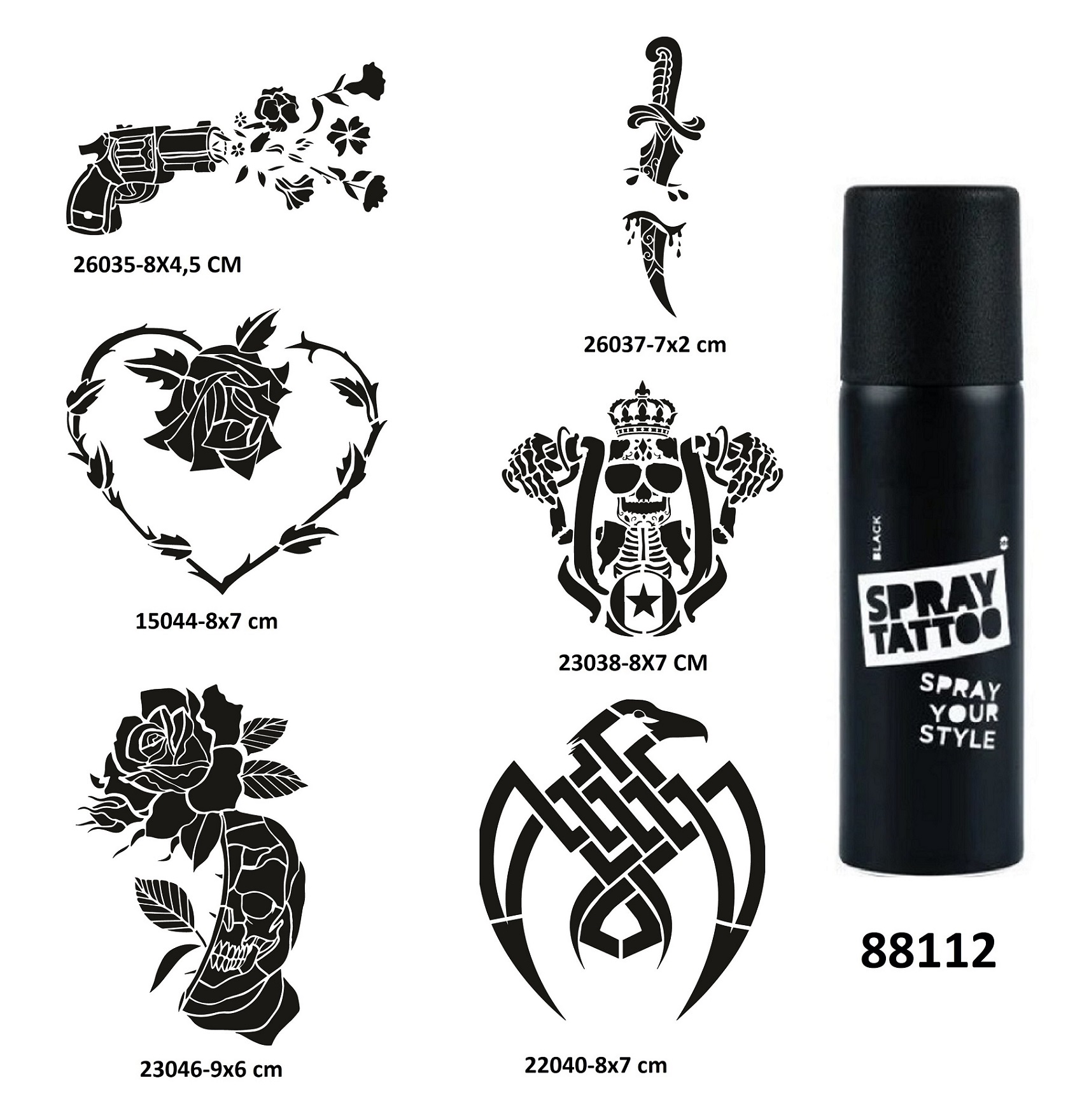 Silah Kartal Spray Tattoo Geçici Dövme Seti Dark Sprey Dövme Kiti