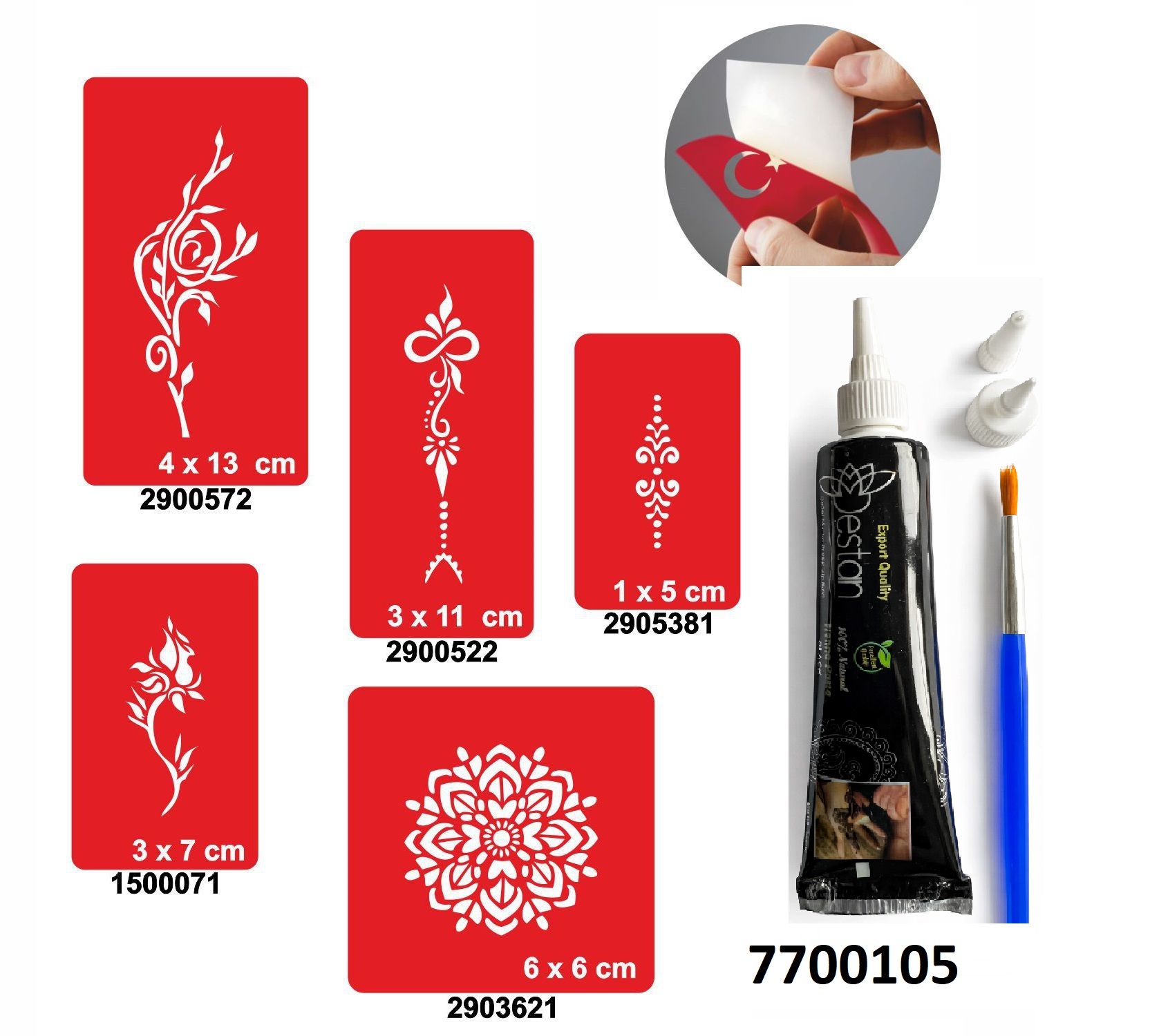 Çiçekli Desenler Kına ile Geçici Dövme Yapma Seti