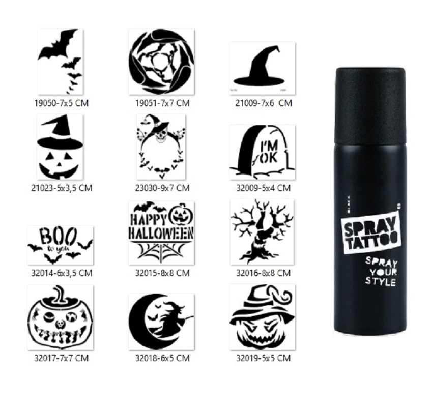 Halloween Cadılar Bayramı Spray Tattoo Geçici Dövme Seti