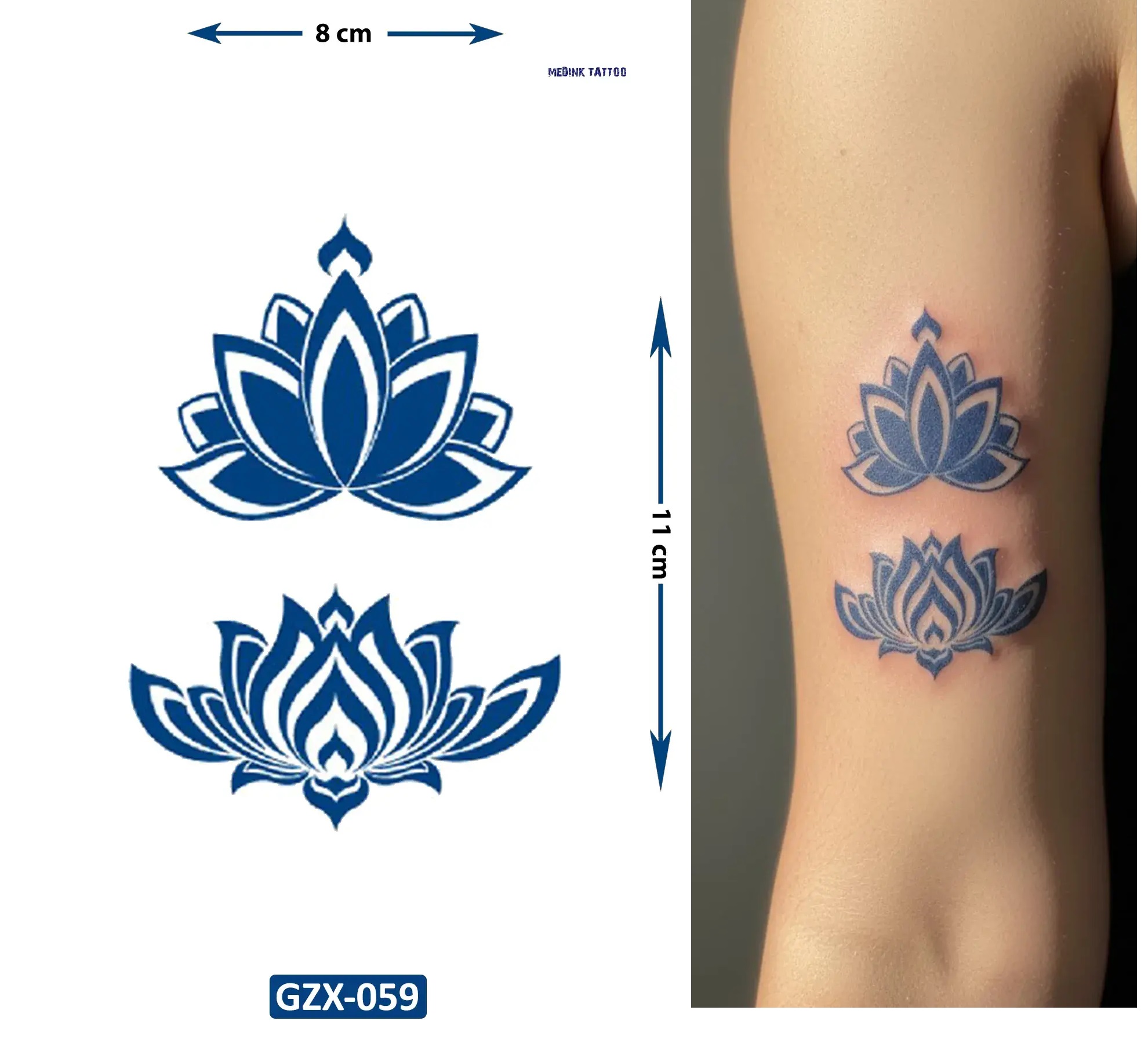 Lotus Çiçek Yarı Kalıcı 1 Aylık Geçici Yapıştırma Dövme
